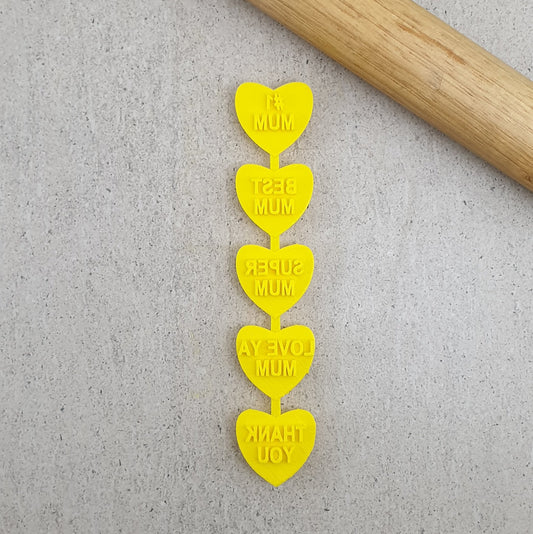 Custom Cookie Cutters Embosser - Candy Heart Mum Set.