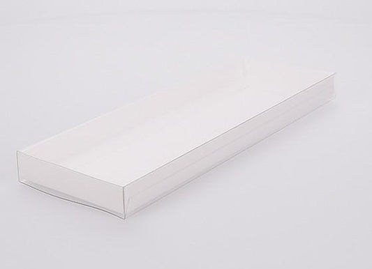 White Triple Cookie / Biscuit Box - with clear slide cover