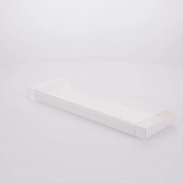 White Triple Cookie / Biscuit Box - with clear slide cover