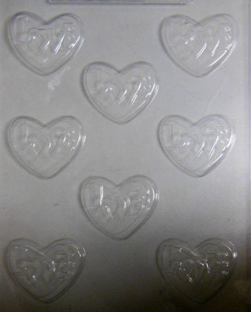 Chocolate Mould - Love Hearts with word.