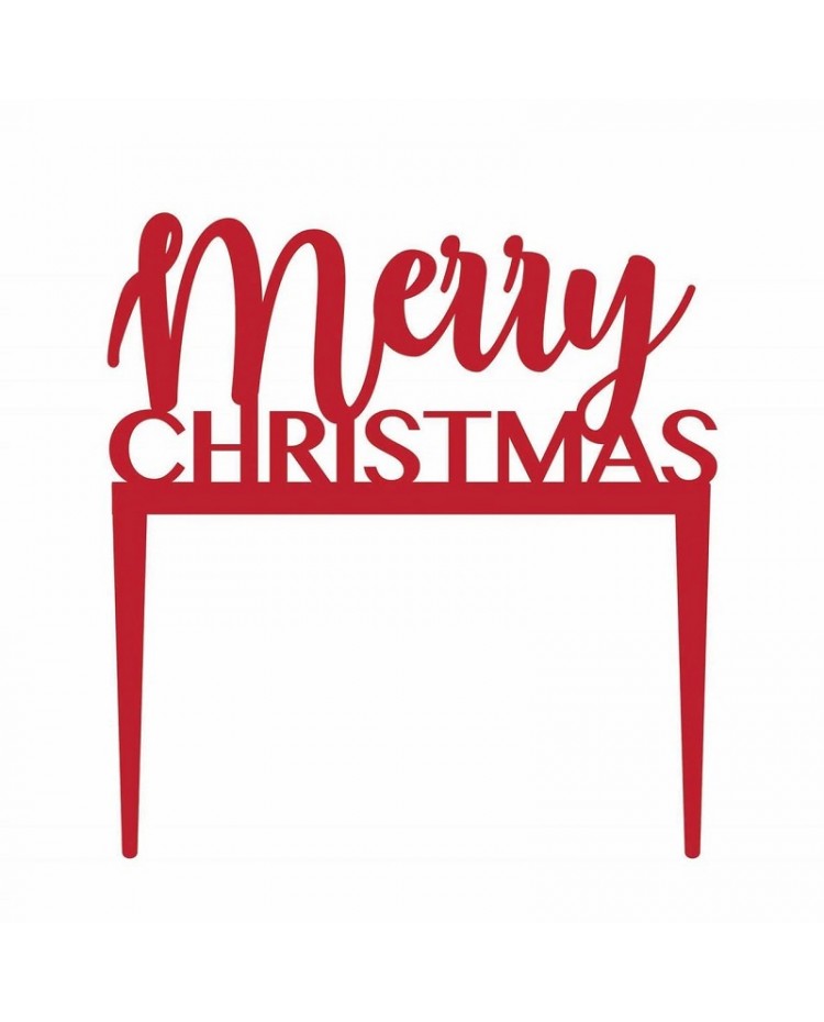 Merry Christmas Cake Topper - Red