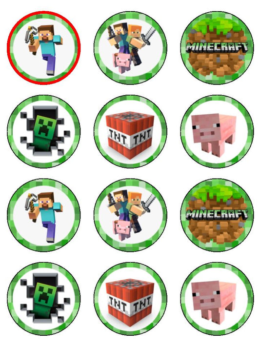 Edible Cupcake Toppers - Minecraft