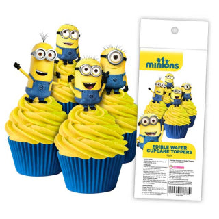 16 Edible Wafer Cupcake  - Minion