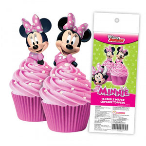 16 Edible Wafer Cupcake  - Minnie Mouse