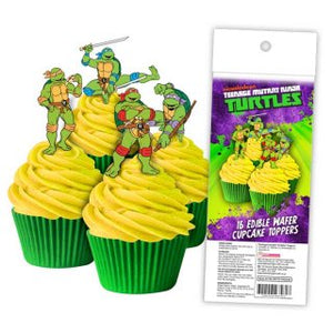 16 Edible Wafer Cupcake  - Ninja Turtles