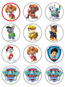 Edible Cupcake Toppers - Paw Patrol Characters & Logo