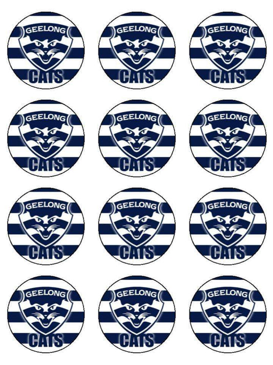 Edible Cupcake Toppers - Geelong Cats