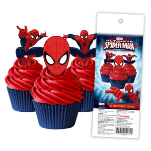 16 Edible Wafer Cupcake  - Spiderman