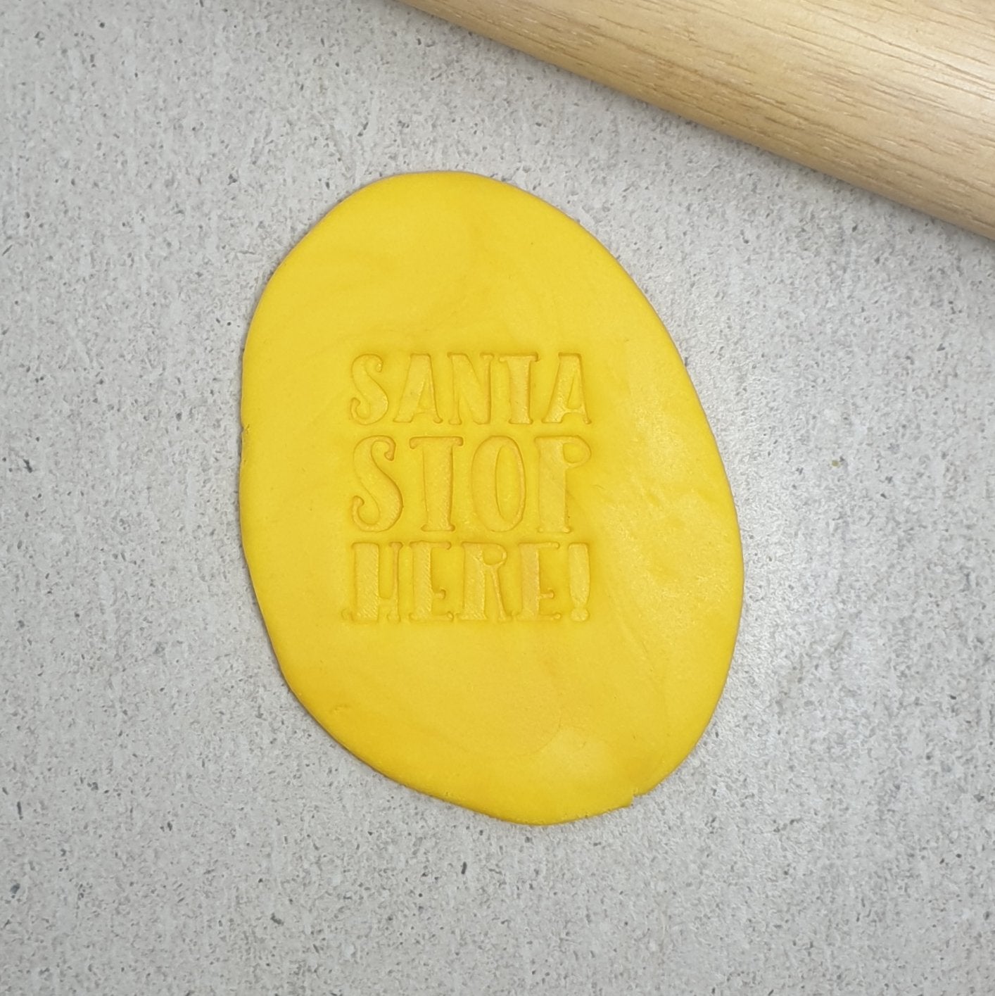 Custom Cookie Embosser and Cutter - Santa Stop Here.