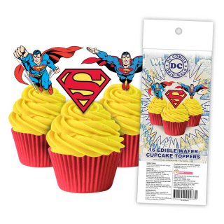 16 Edible Wafer Cupcake  - Superman