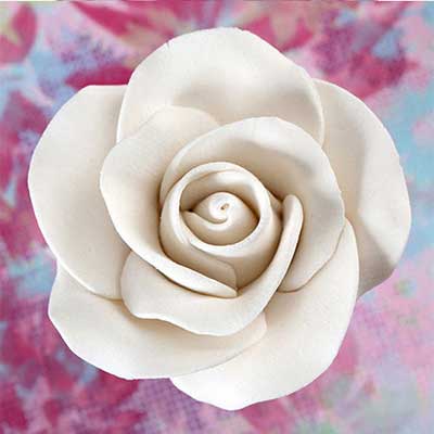 Sugar Flower - Medium Tea Rose - White