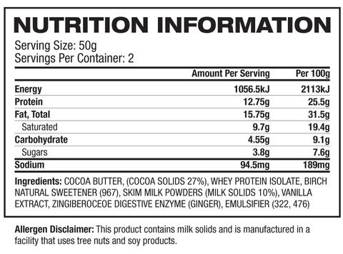 100g Vitawerx Chocolate Bar - White Chocolate, Raspberry and Macadamia