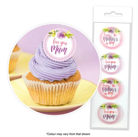 16 Edible Wafer Cupcake  - Love you Mum
